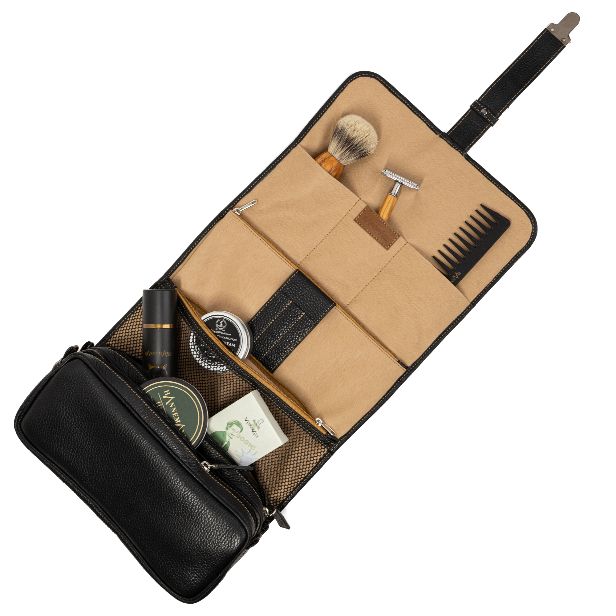 Hannemann Kulturtasche Lederich schwarz