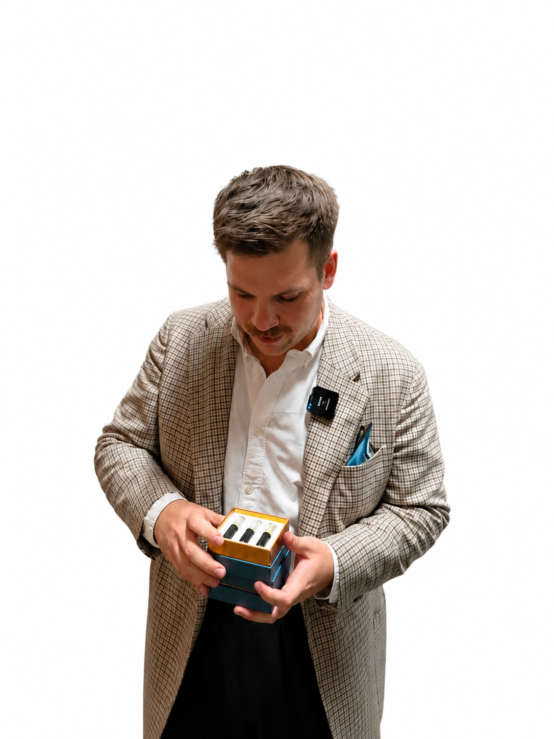 Timo Wolfinger mit Proben-Set