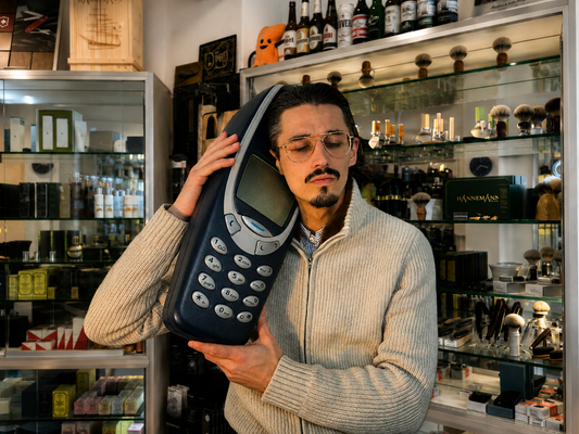 Merten mir einem überdimensionalen Handy