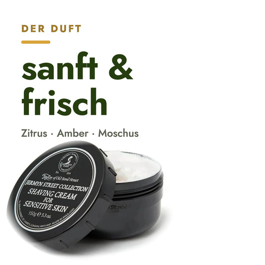 Duft von Jermyn Street Sensitive Skin Shaving Cream: sanft & frisch – Zitrus, Amber, Moschus